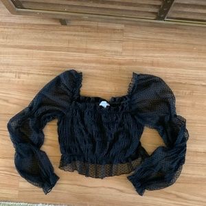 Sheer Black And Polka Dot Blouse